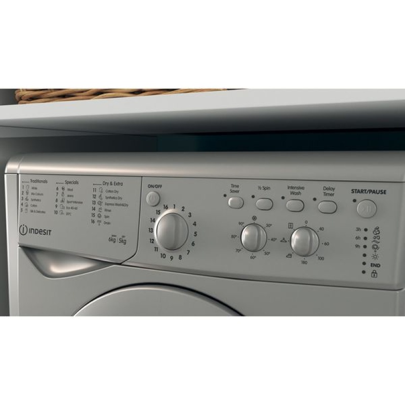 6/5KG EcoTime Washer Dryer | Indesit IWDC65125SUK | F-Rated Silver - Image 20