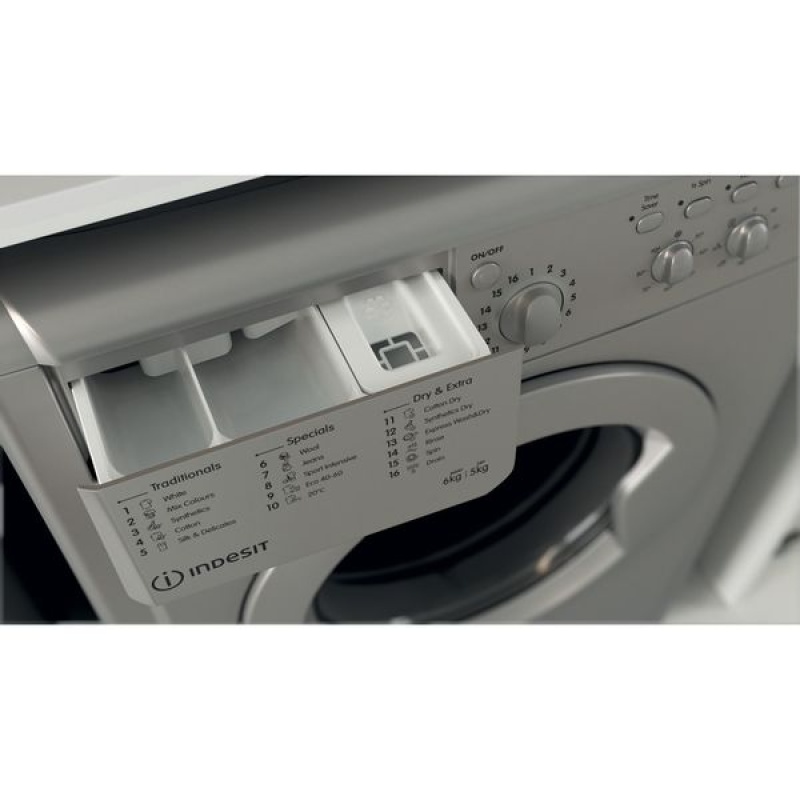 6/5KG EcoTime Washer Dryer | Indesit IWDC65125SUK | F-Rated Silver - Image 10