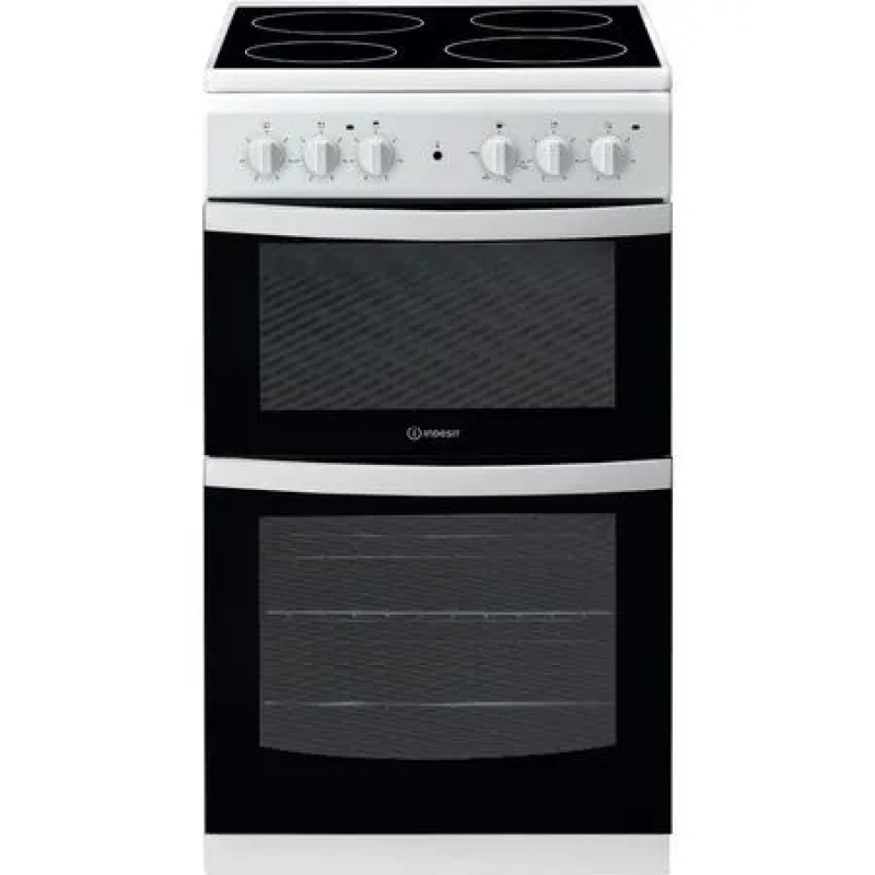 62L+33L Freestanding Electric Cooker | Indesit ID5V92KMW/UK | Ceramic Hob White