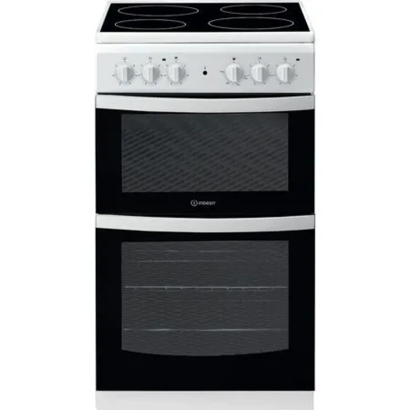 62L+33L Freestanding Electric Cooker | Indesit ID5V92KMW/UK | Ceramic Hob White